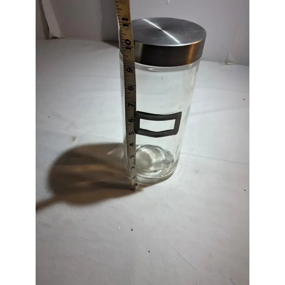 Vintage Glass Storage Jar with Metal Lid